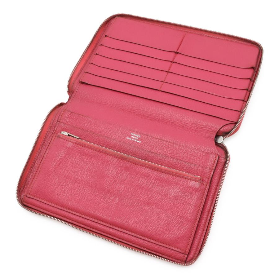 HERMES エルメス アザップコンバイン ラウンドファスナー 長財布 シェーブル レザー フューシャピンク シルバー金具 □M刻印 | HERMES | 03