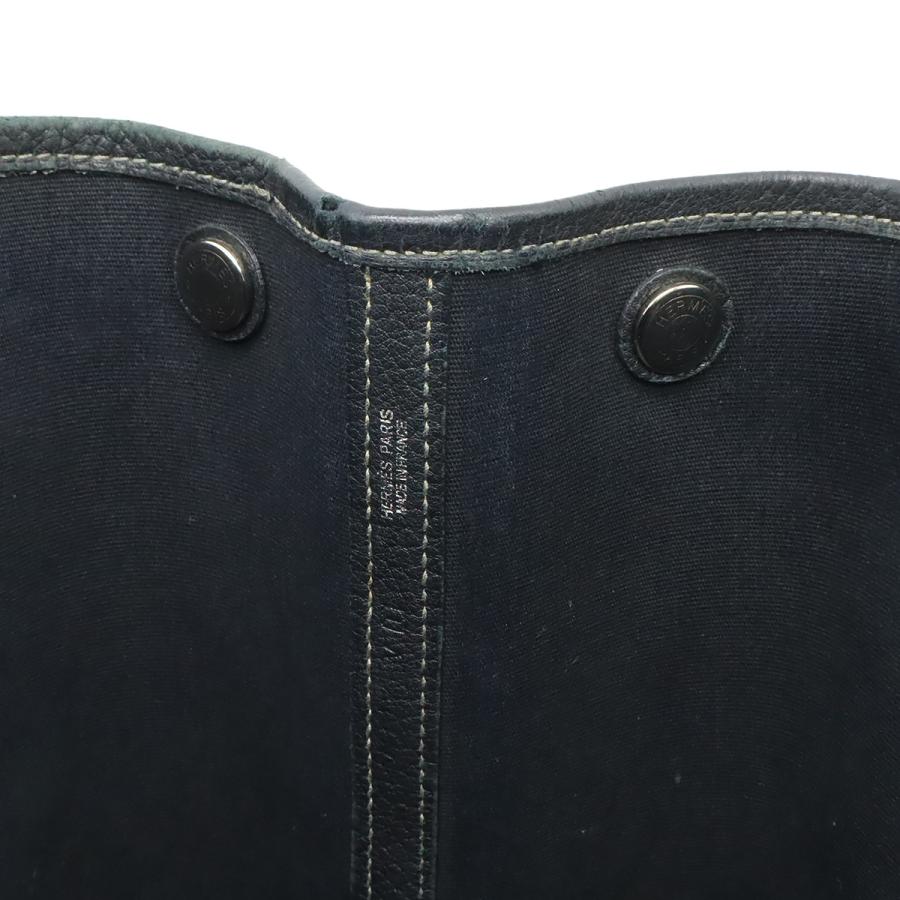 HERMES エルメス ガーデンパーティPM トートバッグ ハンドバッグ トワルオフィシエ キャンバス レザー ブラック 黒 シルバー金具 □I刻印 | HERMES | 05