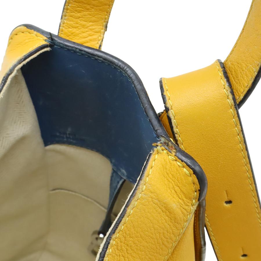 LOEWE ロエベ ハンモック ドローストリングバッグ スモール ハンドバッグ ショルダーバッグ レザー イエロー 黄色 シルバー金具 LOEWE（ロエベ） ハンモック ドローストリングバッグ スモール