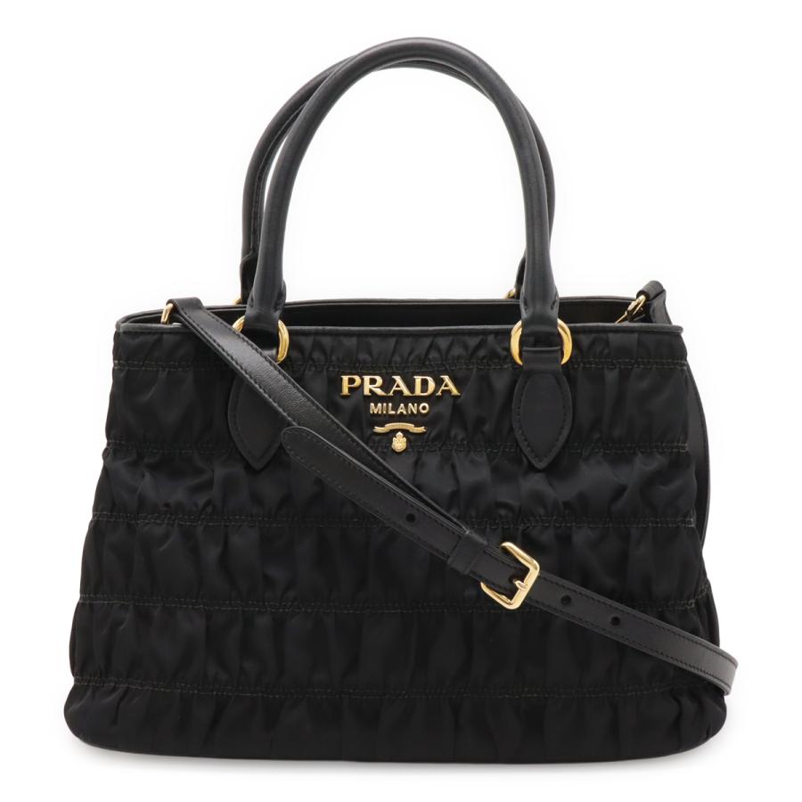 PRADA ナイロン ギャザー ハンドバッグ ブラック ゴールド金具 PRADA（プラダ） ギャザー ハンドバッグ 2WAY ショルダーバッグ