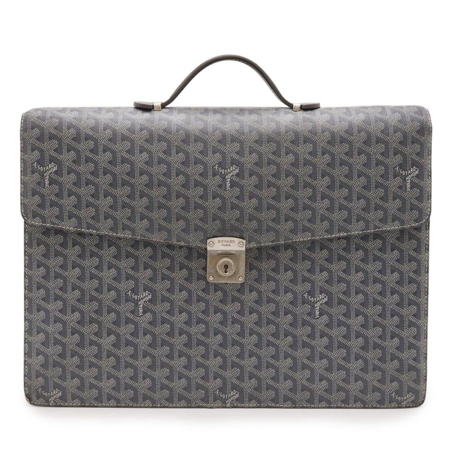 GOYARD ゴヤール シープル ビジネスバッグ ブリーフケース 書類カバン ヘリンボーン柄 PVC レザー グレー ホワイト シルバー金具 鍵欠品 | GOYARD