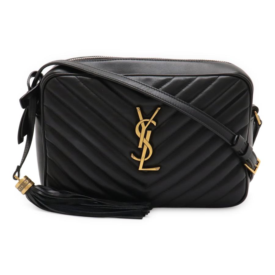SAINT LAURENT PARIS サン ローラン パリ イブサンローラン YSL ルー カメラバッグ ショルダーバッグ レザー ブラック 黒 ゴールド金具 | 