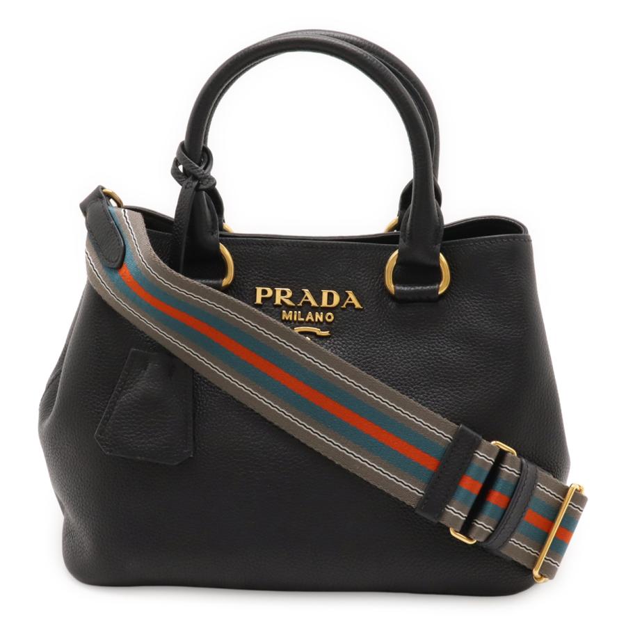 PRADA プラダ ハンドバッグ 2WAY ショルダーバッグ レザー NERO 黒 ブラック ゴールド金具 1BA411 | PRADA