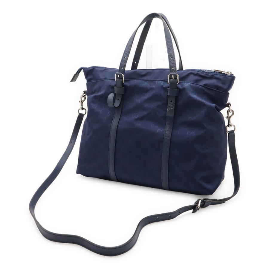 GUCCI グッチ GGナイロン トートバッグ 2WAY ショルダーバッグ 斜め掛け ブルー 青 シルバー金具 アウトレット品 387067 | GUCCI | 01