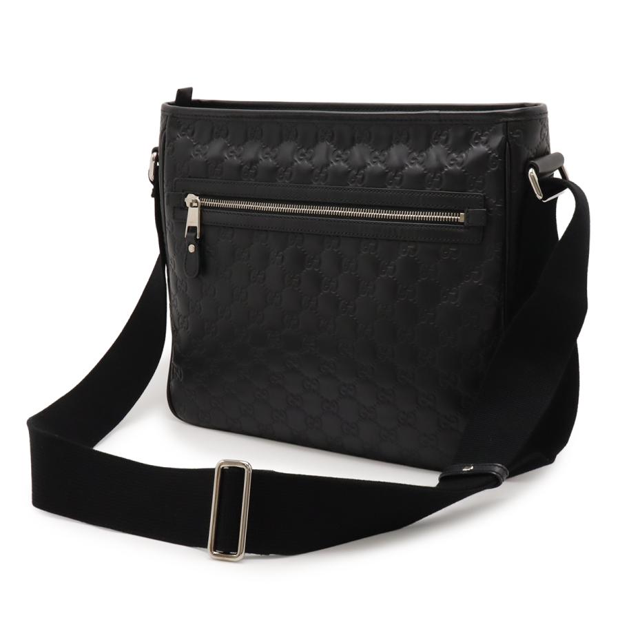 GUCCI グッチ グッチシマ シェリーライン ショルダーバッグ メッセンジャーバッグ ラバーコーティングレザー ブラック 黒 シルバー金具 | GUCCI | 01
