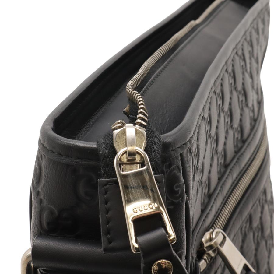 GUCCI グッチ グッチシマ シェリーライン ショルダーバッグ メッセンジャーバッグ ラバーコーティングレザー ブラック 黒 シルバー金具 | GUCCI | 03