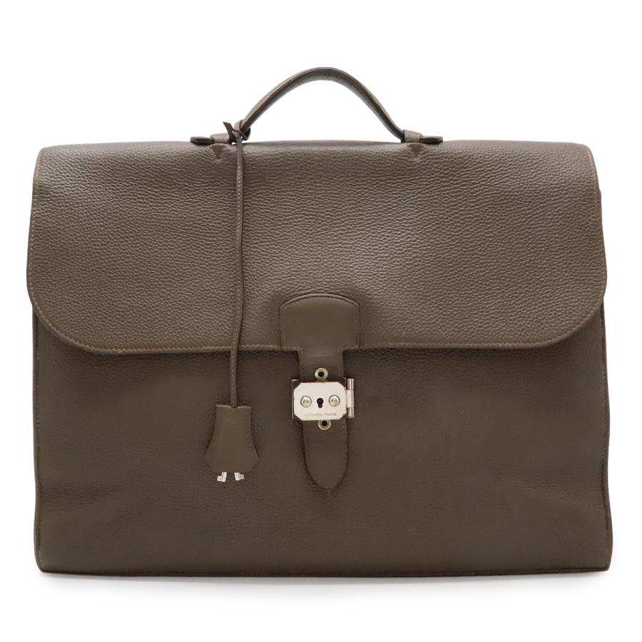 HERMES エルメス サックアデペッシュ41 ビジネスバッグ ブリーフケース 書類カバン トゴ レザー エトゥープ シルバー金具 □O刻印 | HERMES