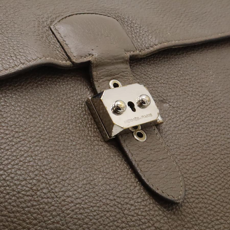 HERMES エルメス サックアデペッシュ41 ビジネスバッグ ブリーフケース 書類カバン トゴ レザー エトゥープ シルバー金具 □O刻印 | HERMES | 08