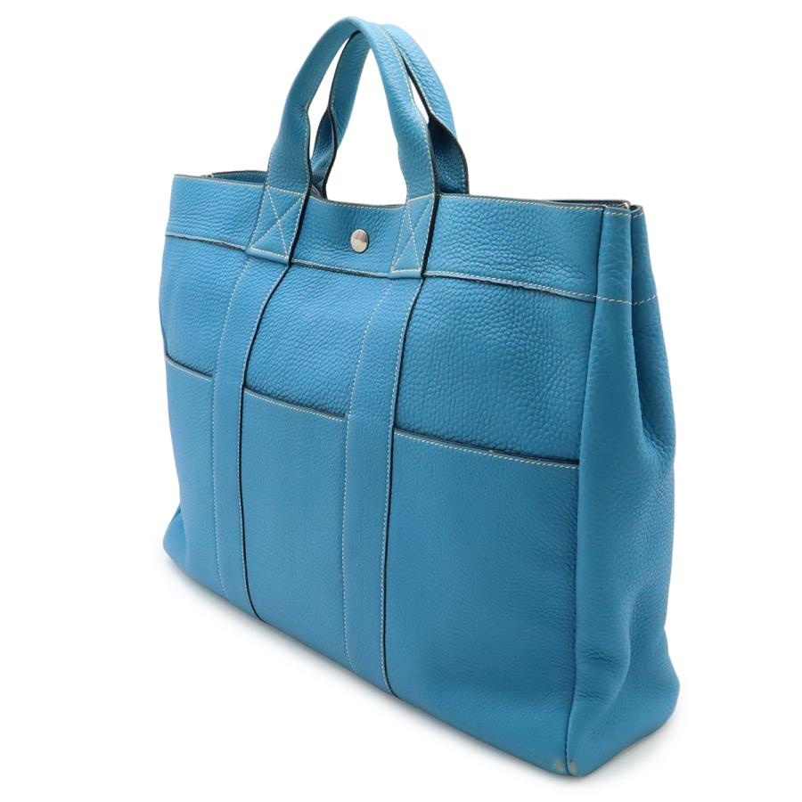 HERMES エルメス フールトゥ トートMM オールレザー トートバッグ ハンドバッグ トリヨンクレマンス レザー ブルー シルバー金具 □G刻印 | HERMES | 01