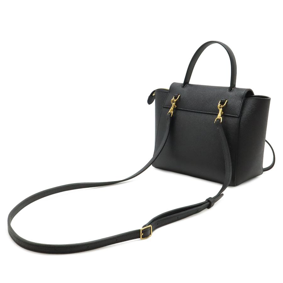 CELINE セリーヌ ベルトバッグ ナノ ハンドバッグ ミニバッグ 2WAY ショルダーバッグ 斜め掛け レザー ブラック 黒 ゴールド金具 189003 | CELINE | 01