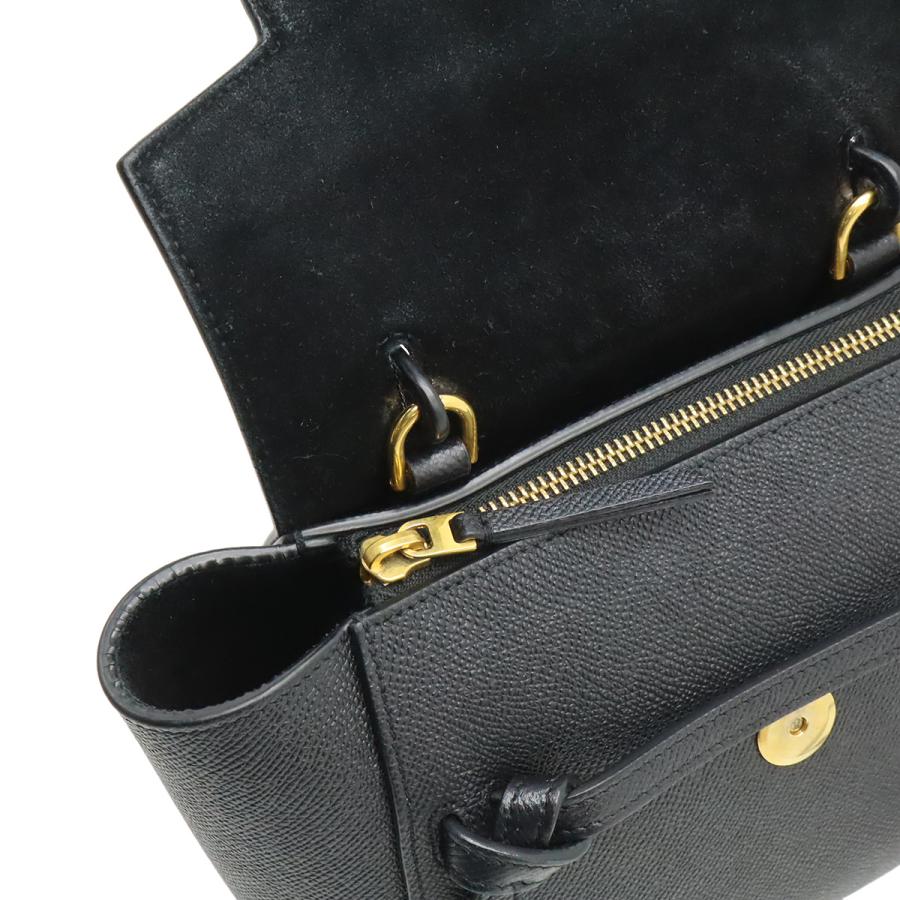 CELINE セリーヌ ベルトバッグ ナノ ハンドバッグ ミニバッグ 2WAY ショルダーバッグ 斜め掛け レザー ブラック 黒 ゴールド金具 189003 | CELINE | 04
