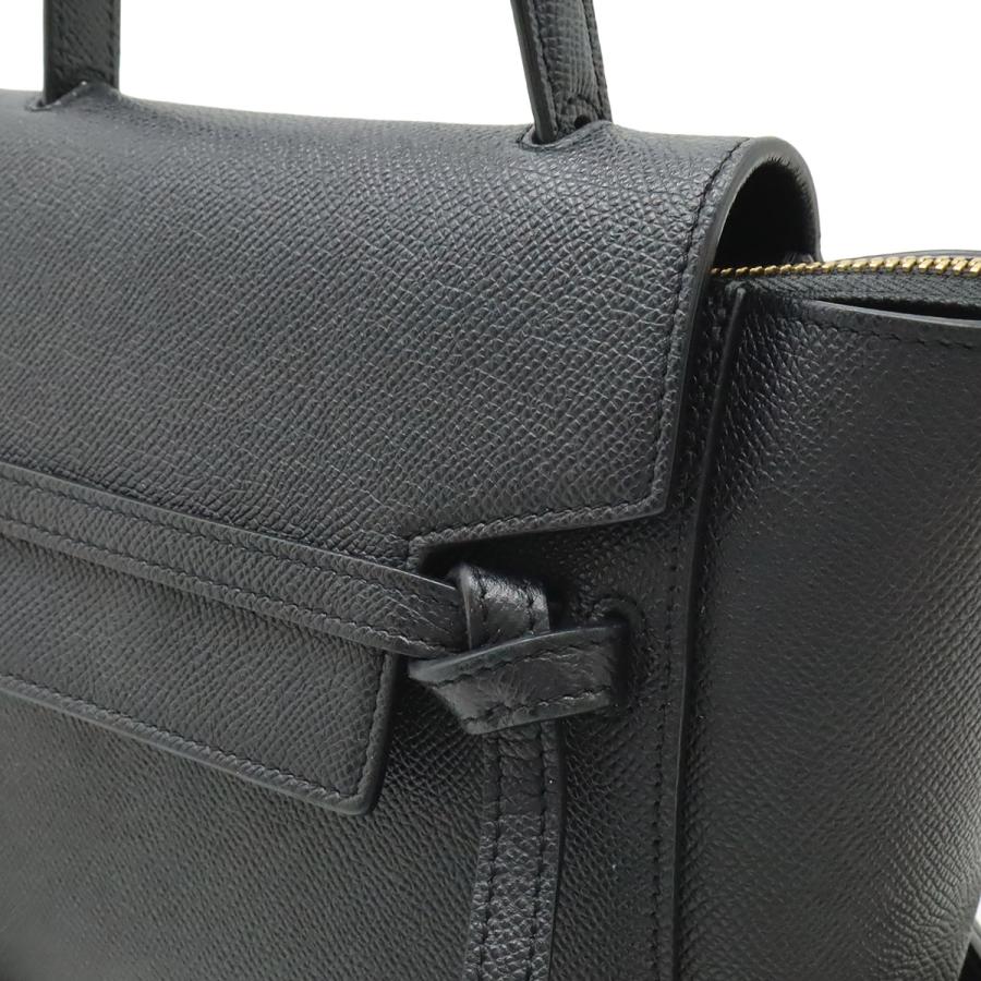CELINE セリーヌ ベルトバッグ ナノ ハンドバッグ ミニバッグ 2WAY ショルダーバッグ 斜め掛け レザー ブラック 黒 ゴールド金具 189003 | CELINE | 07