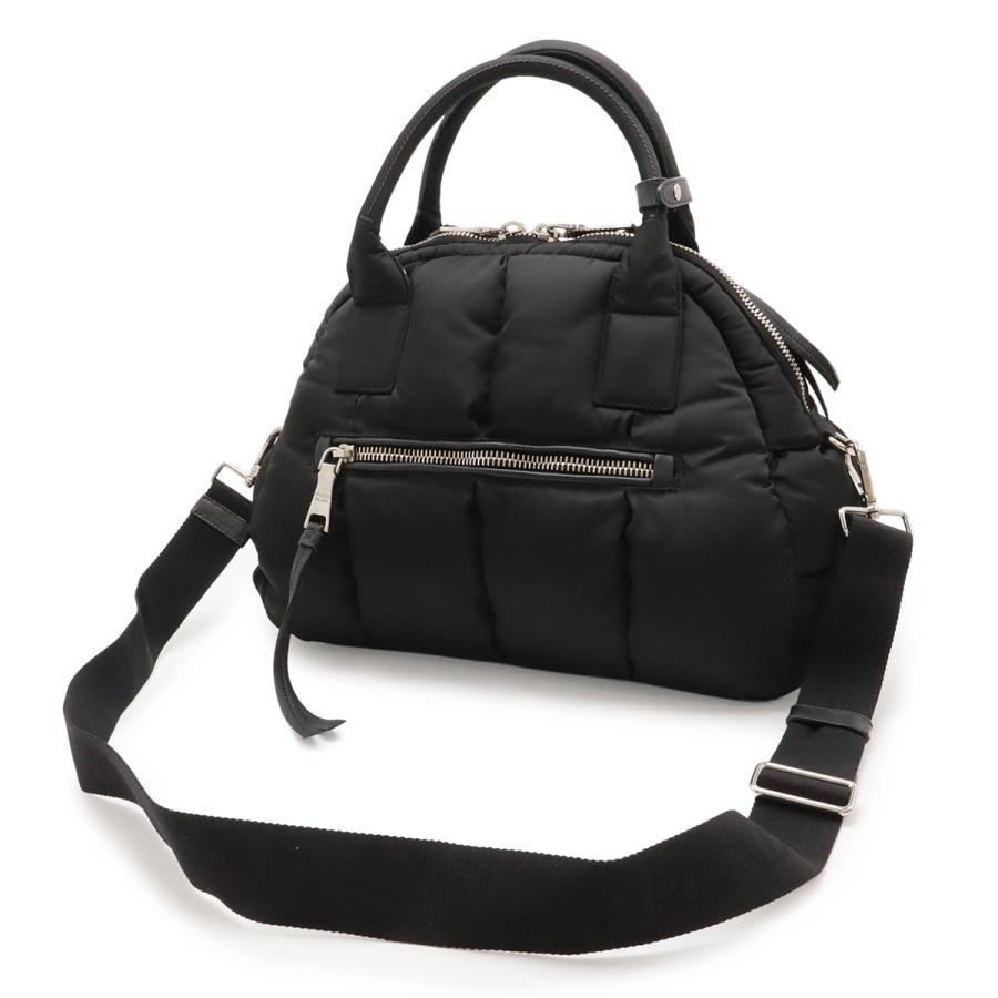 PRADA プラダ テスート ボンバー ハンドバッグ トートバッグ 2WAY ショルダーバッグ ナイロン レザー NERO 黒 ブラック シルバー金具 | PRADA | 01