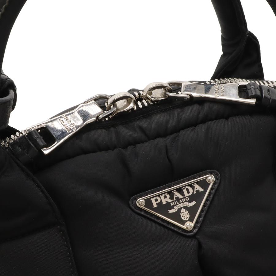 PRADA プラダ テスート ボンバー ハンドバッグ トートバッグ 2WAY ショルダーバッグ ナイロン レザー NERO 黒 ブラック シルバー金具 | PRADA | 03