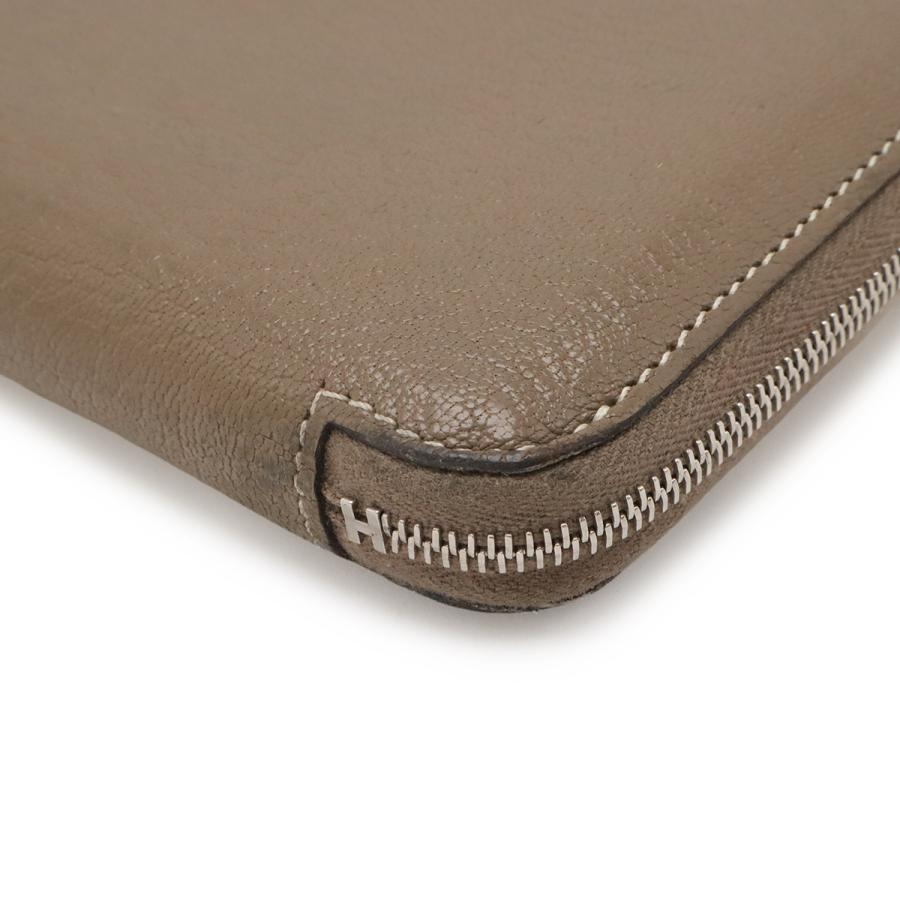 HERMES エルメス アザップロング オールレザー ラウンドファスナー 長財布 シェーブル エトゥープ グレージュ系 シルバー金具 X刻印 | HERMES | 02