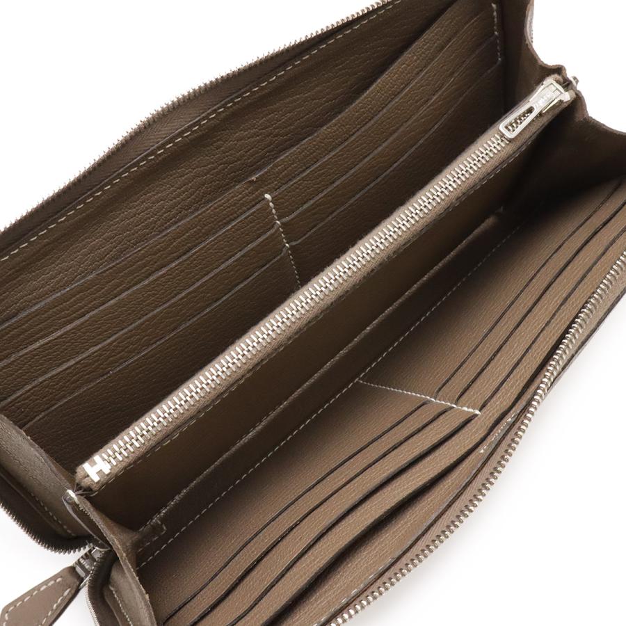 HERMES エルメス アザップロング オールレザー ラウンドファスナー 長財布 シェーブル エトゥープ グレージュ系 シルバー金具 X刻印 | HERMES | 04