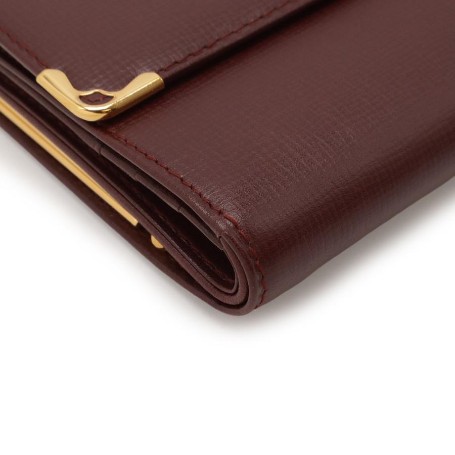 Cartier カルティエ マストライン マスト ドゥ カルティエ 3つ折財布 三つ折り財布 がま口 ガマ口 レザー ボルドー 赤 ゴールド金具 | Cartier | 02