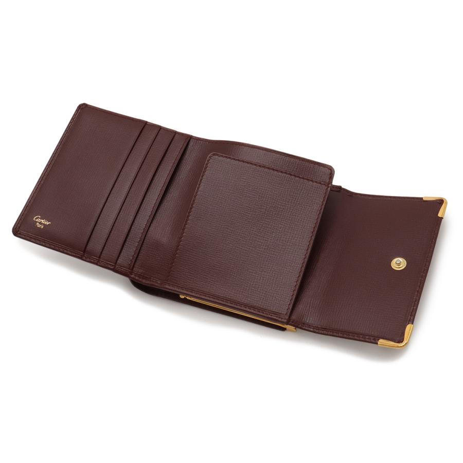 Cartier カルティエ マストライン マスト ドゥ カルティエ 3つ折財布 三つ折り財布 がま口 ガマ口 レザー ボルドー 赤 ゴールド金具 | Cartier | 03