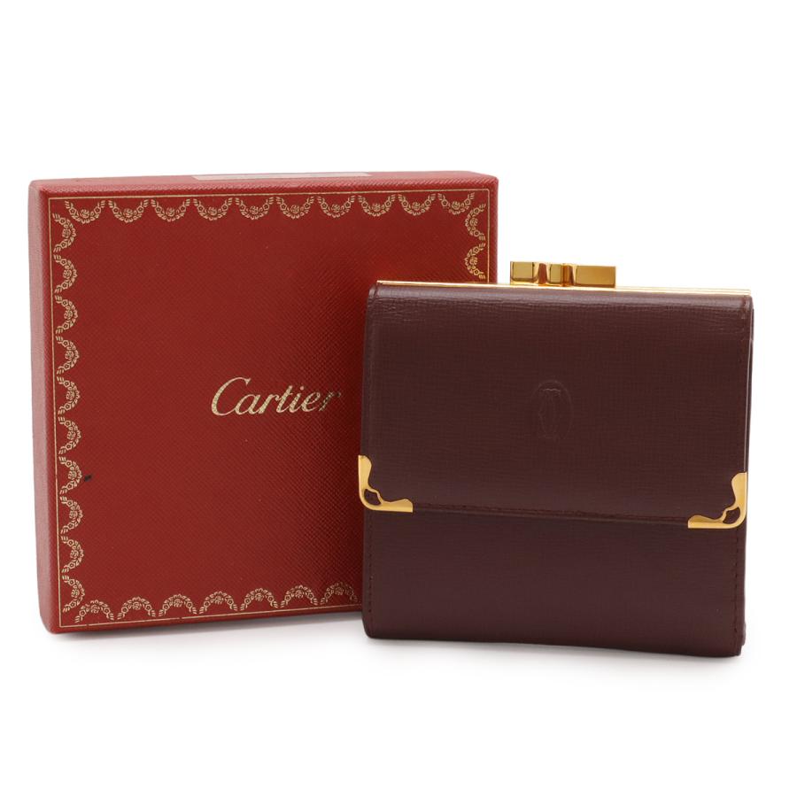Cartier カルティエ マストライン マスト ドゥ カルティエ 3つ折財布 三つ折り財布 がま口 ガマ口 レザー ボルドー 赤 ゴールド金具 | Cartier | 07