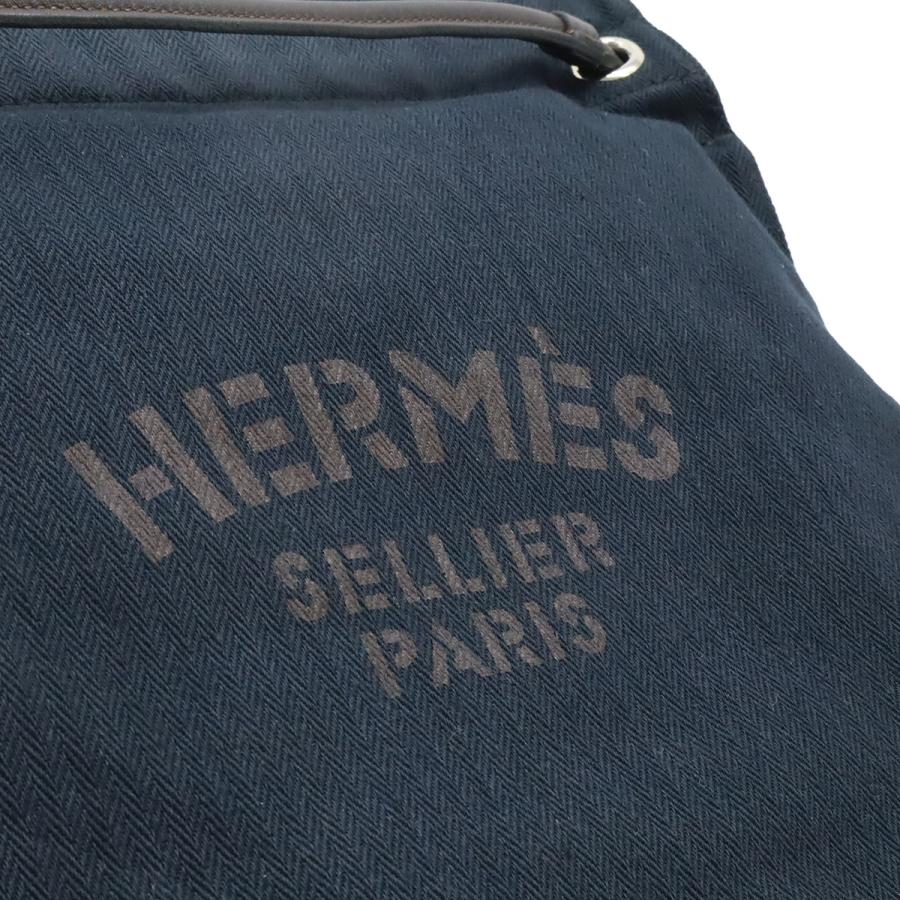 HERMES エルメス サック アリーヌ リュックサック バックパック トワルシェブロン レザー ネイビー ブラウン 紺 茶 Y刻印 | HERMES | 08