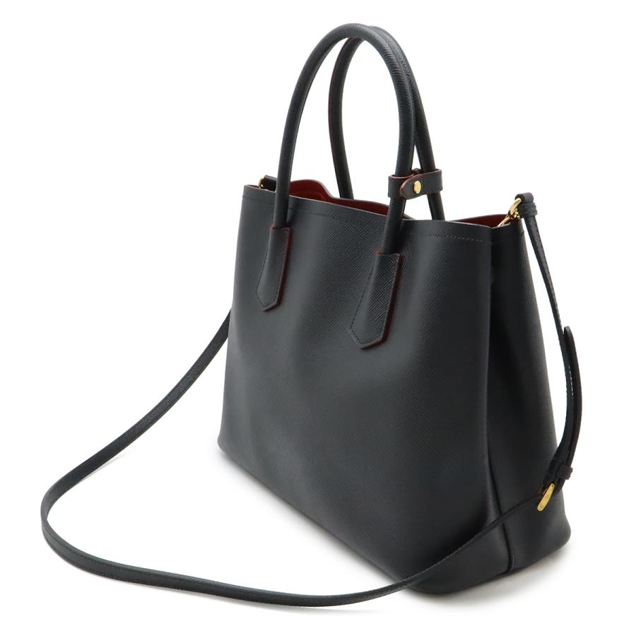 PRADA プラダ ダブル トートバッグ ショルダーバッグ 2WAY ハンドバッグ 斜め掛け サフィアーノ レザー NERO ブラック 黒 ゴールド金具 | PRADA | 01