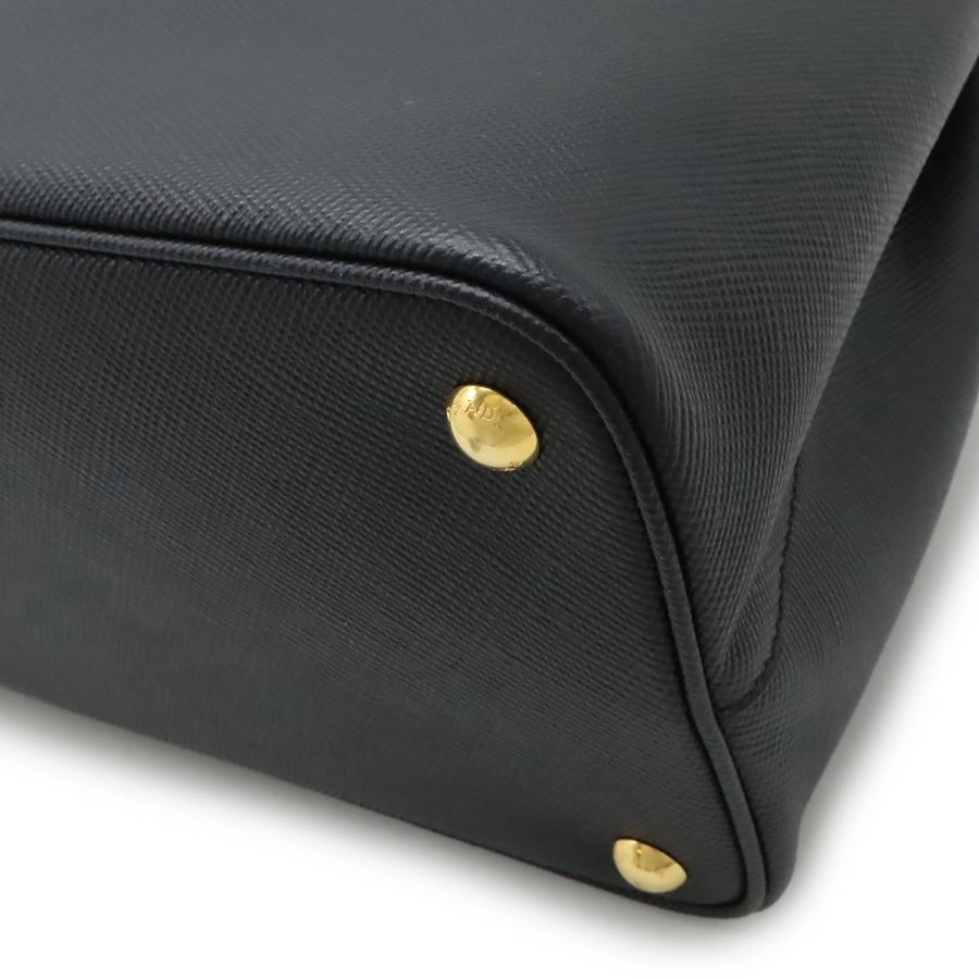 PRADA プラダ ダブル トートバッグ ショルダーバッグ 2WAY ハンドバッグ 斜め掛け サフィアーノ レザー NERO ブラック 黒 ゴールド金具 | PRADA | 02