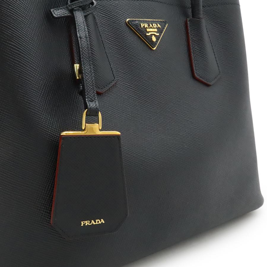 PRADA プラダ ダブル トートバッグ ショルダーバッグ 2WAY ハンドバッグ 斜め掛け サフィアーノ レザー NERO ブラック 黒 ゴールド金具 | PRADA | 07