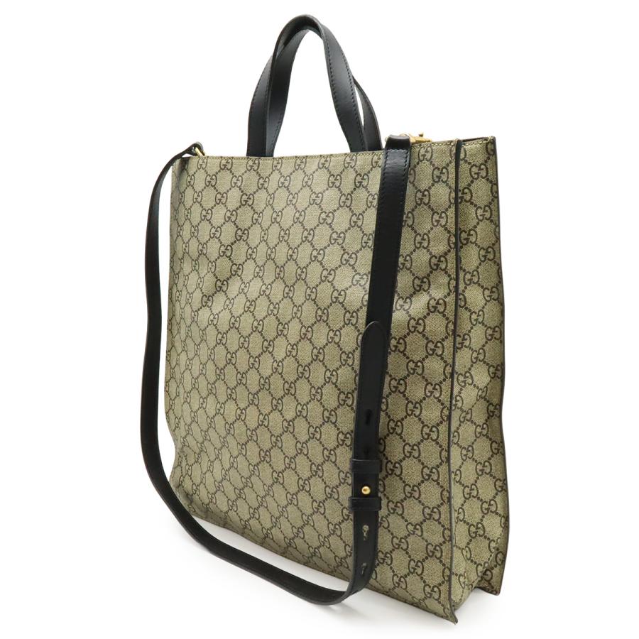 GUCCI グッチ GGスプリーム ビープリント 蜂 ハチ トートバッグ 2WAY ショルダーバッグ PVC レザー カーキベージュ ブラック 黒 450950 | GUCCI | 01