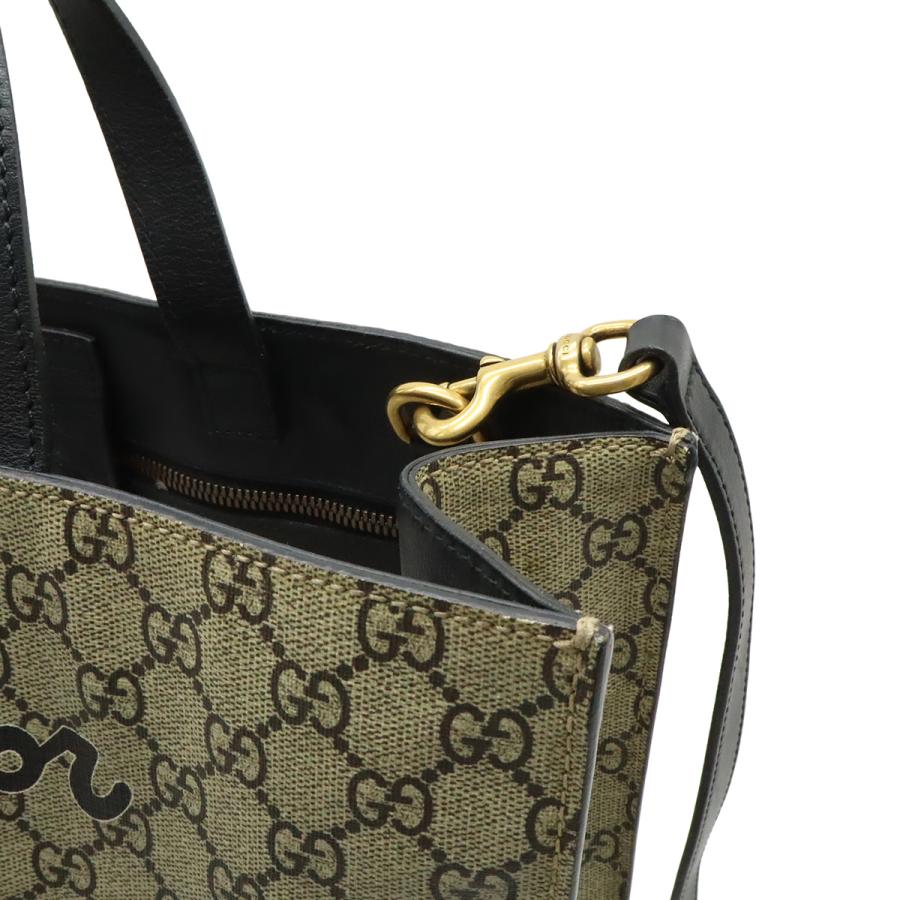 GUCCI グッチ GGスプリーム ビープリント 蜂 ハチ トートバッグ 2WAY ショルダーバッグ PVC レザー カーキベージュ ブラック 黒 450950 | GUCCI | 06
