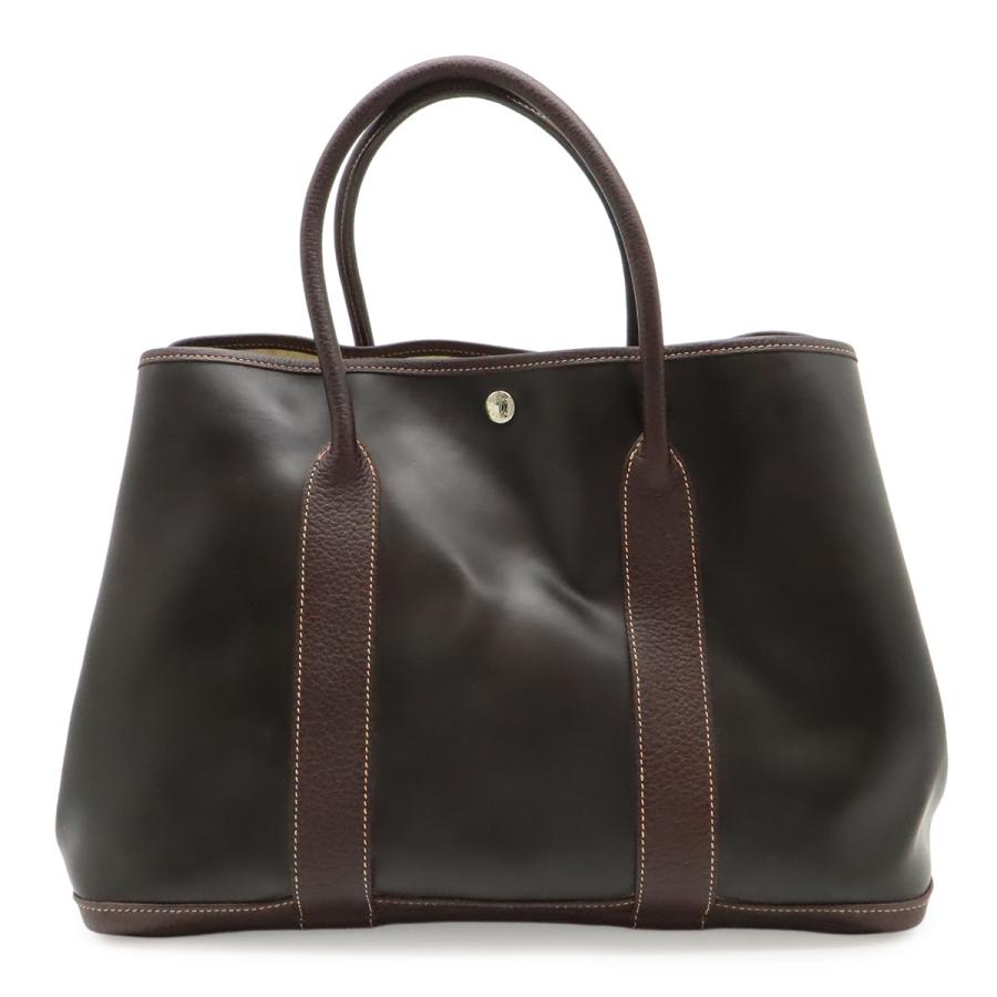 HERMES エルメス ガーデンパーティPM トートPM トートバッグ ハンドバッグ アマゾニア レザー ダークカーキ系 ダークブラウン | HERMES