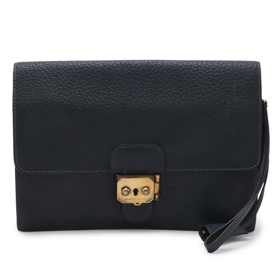 HERMES エルメス ポシェットジェット セカンドバッグ クラッチバッグ ビジネスバッグ フィヨルド レザー ネイビー 紺 ゴールド金具 | HERMES