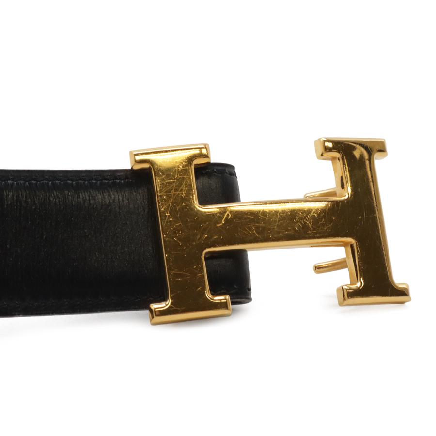 HERMES エルメス Hベルト Hバックル リバーシブル レザー ブラック 黒 ボルドー ゴールド金具 全長約97cm ○M刻印 | HERMES | 02
