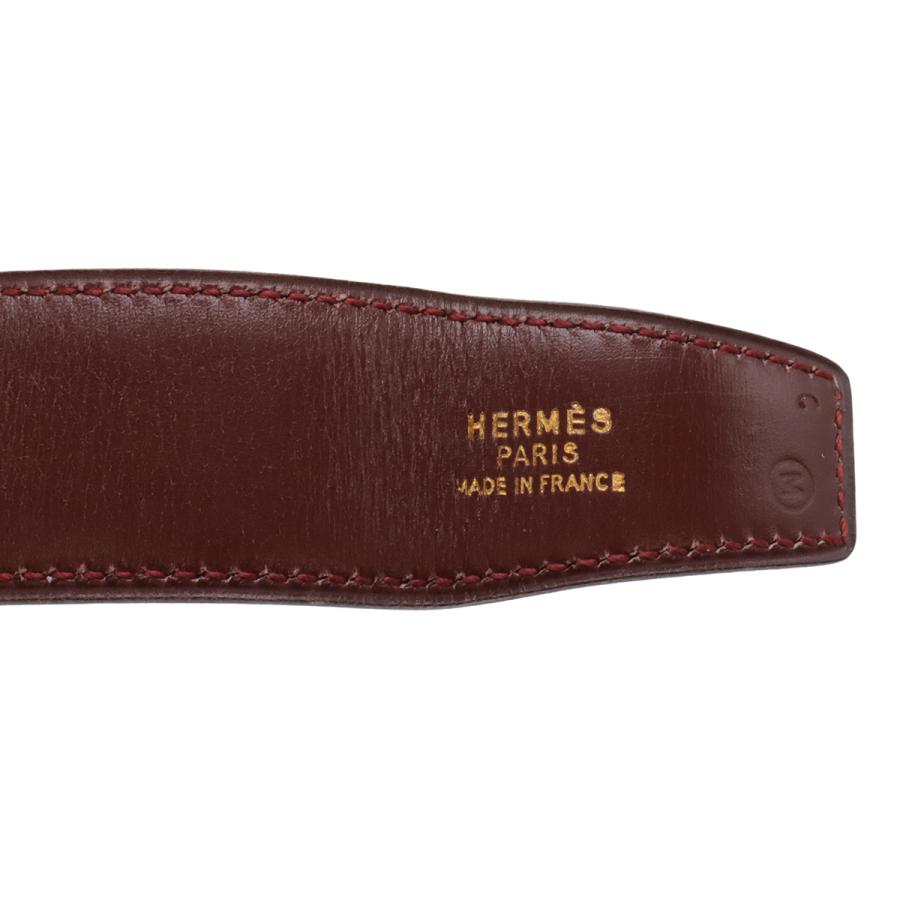 HERMES エルメス Hベルト Hバックル リバーシブル レザー ブラック 黒 ボルドー ゴールド金具 全長約97cm ○M刻印 | HERMES | 06