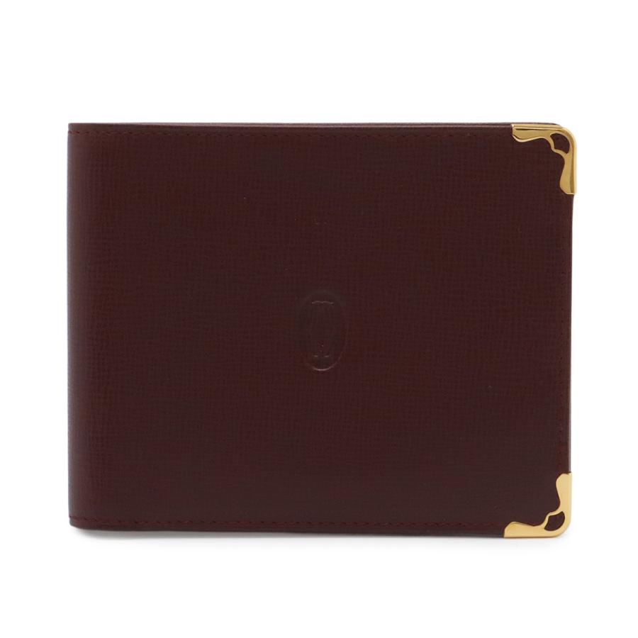 Cartier カルティエ マストライン マスト ドゥ カルティエ 2つ折札入れ 二つ折り財布 レザー ボルドー ゴールド金具 | Cartier