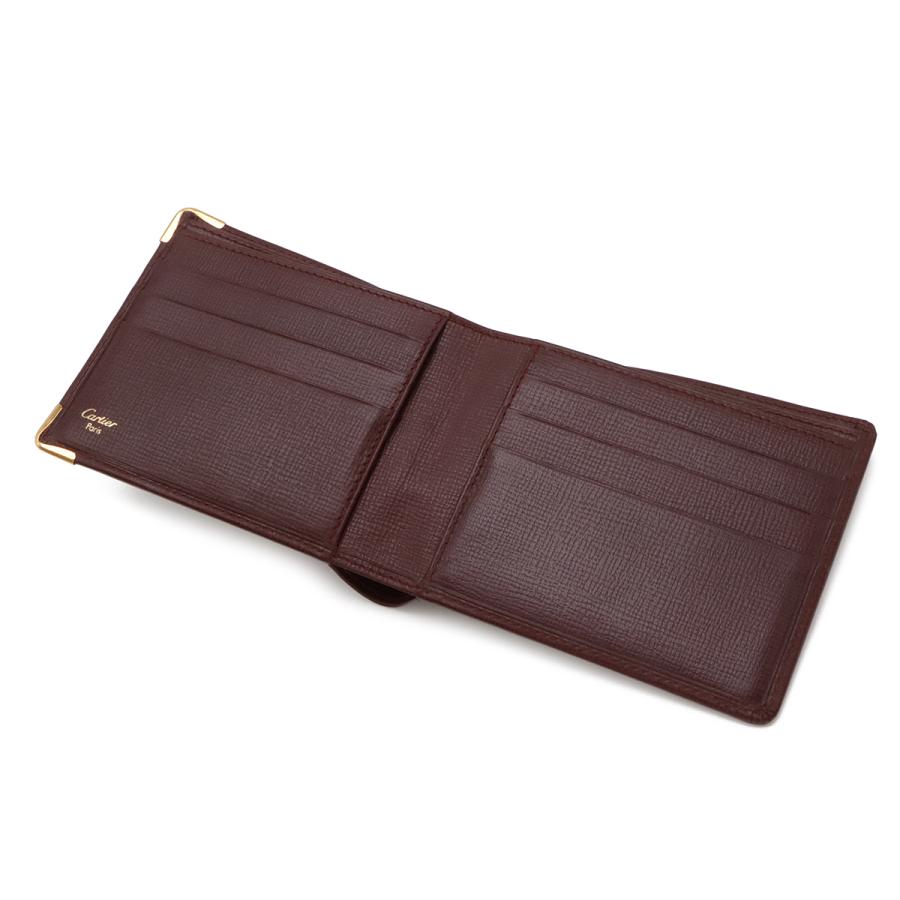 Cartier カルティエ マストライン マスト ドゥ カルティエ 2つ折札入れ 二つ折り財布 レザー ボルドー ゴールド金具 | Cartier | 04
