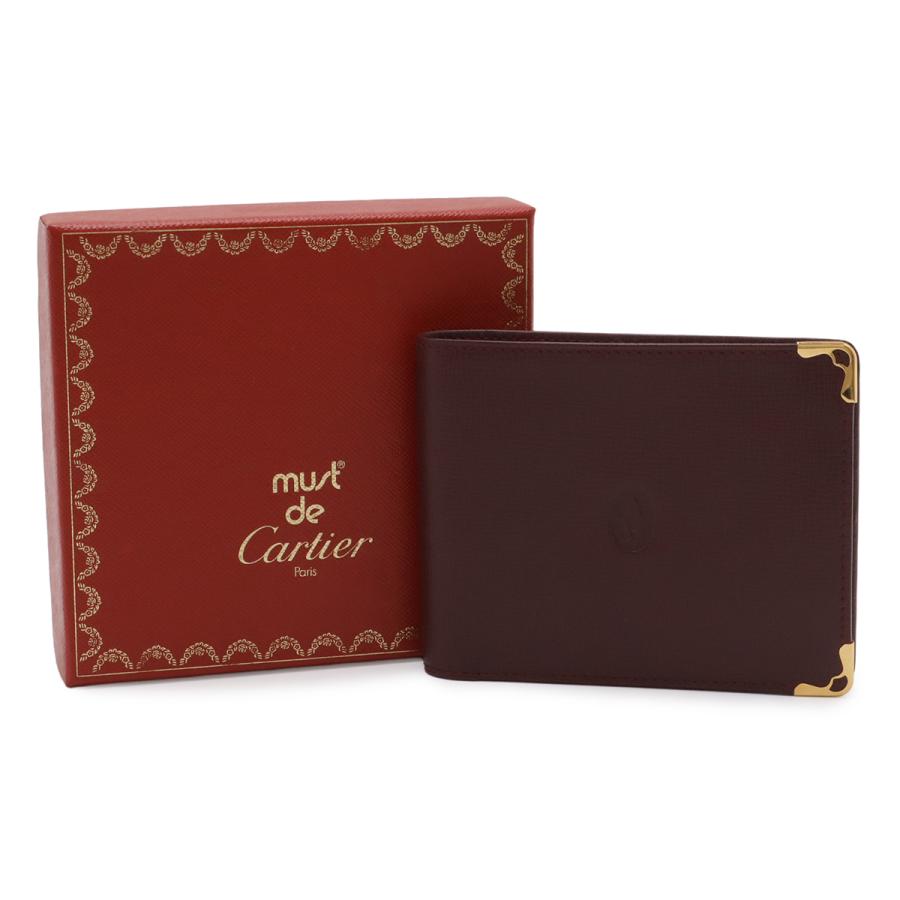 Cartier カルティエ マストライン マスト ドゥ カルティエ 2つ折札入れ 二つ折り財布 レザー ボルドー ゴールド金具 | Cartier | 07