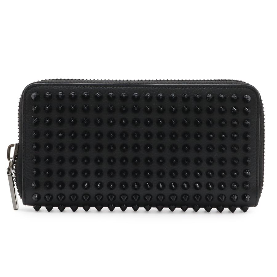 Christian Louboutin クリスチャン ルブタン パネトーネ ロングウォレット スパイクスタッズ ラウンドファスナー 長財布 レザー ブラック | Christian Louboutin