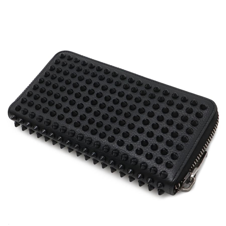 Christian Louboutin クリスチャン ルブタン パネトーネ ロングウォレット スパイクスタッズ ラウンドファスナー 長財布 レザー ブラック | Christian Louboutin | 01