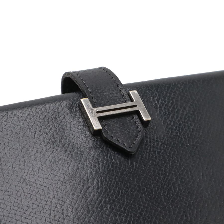 HERMES エルメス ベアン クラシック 2つ折長財布 二つ折り長財布 ヴォーエプソン レザー ブラック 黒 シルバー金具 □F刻印 | HERMES | 03