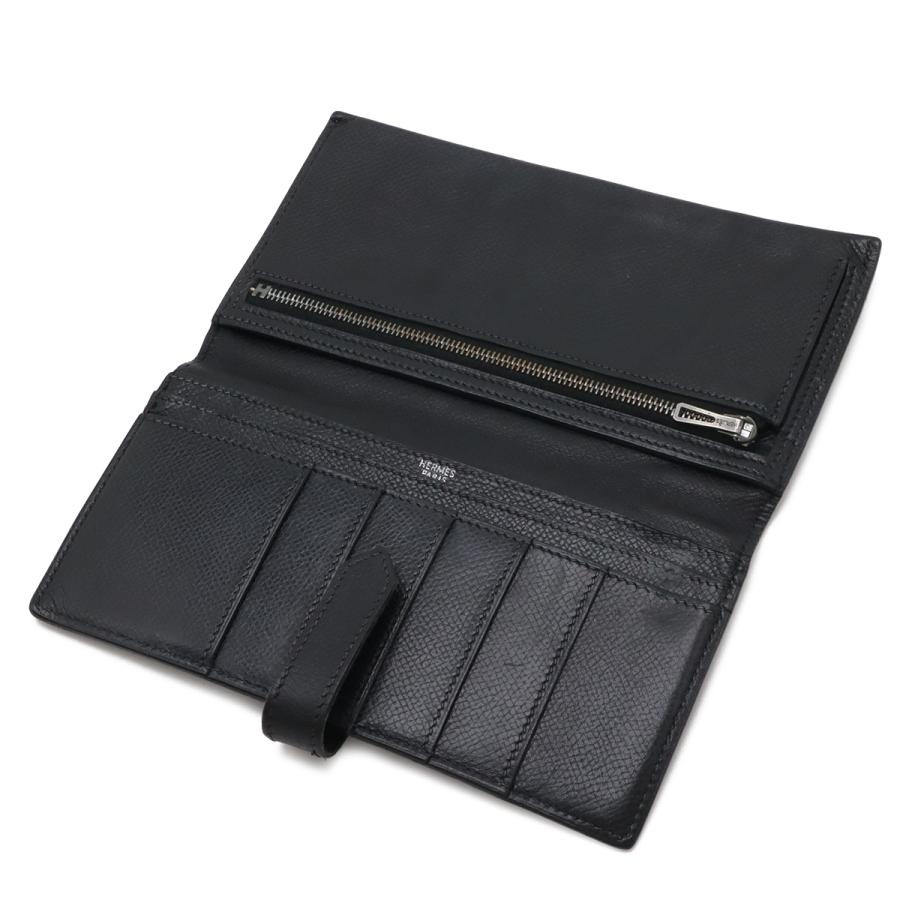 HERMES エルメス ベアン クラシック 2つ折長財布 二つ折り長財布 ヴォーエプソン レザー ブラック 黒 シルバー金具 □F刻印 | HERMES | 04