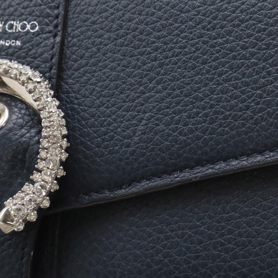 JIMMY CHOO ジミー チュウ ジミーチュウ MARTINA-C マルティナ フラップウォレット クリスタルバックル 2つ折長財布 レザー ネイビー | JIMMY CHOO | 03