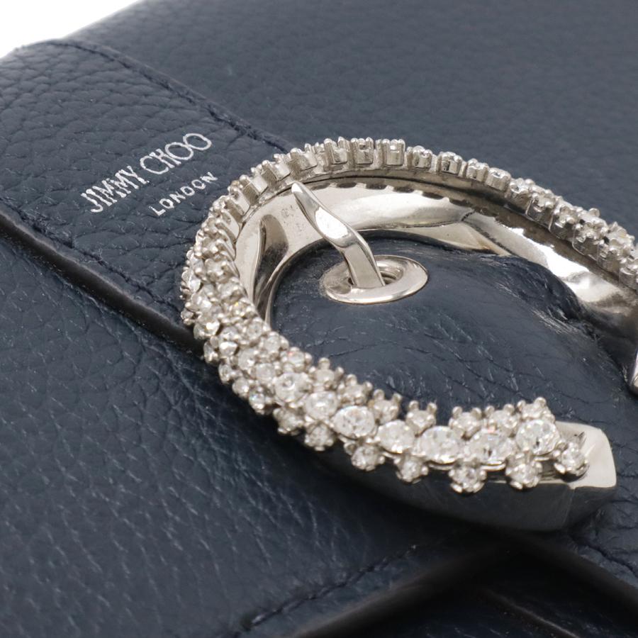 JIMMY CHOO ジミー チュウ ジミーチュウ MARTINA-C マルティナ フラップウォレット クリスタルバックル 2つ折長財布 レザー ネイビー | JIMMY CHOO | 04