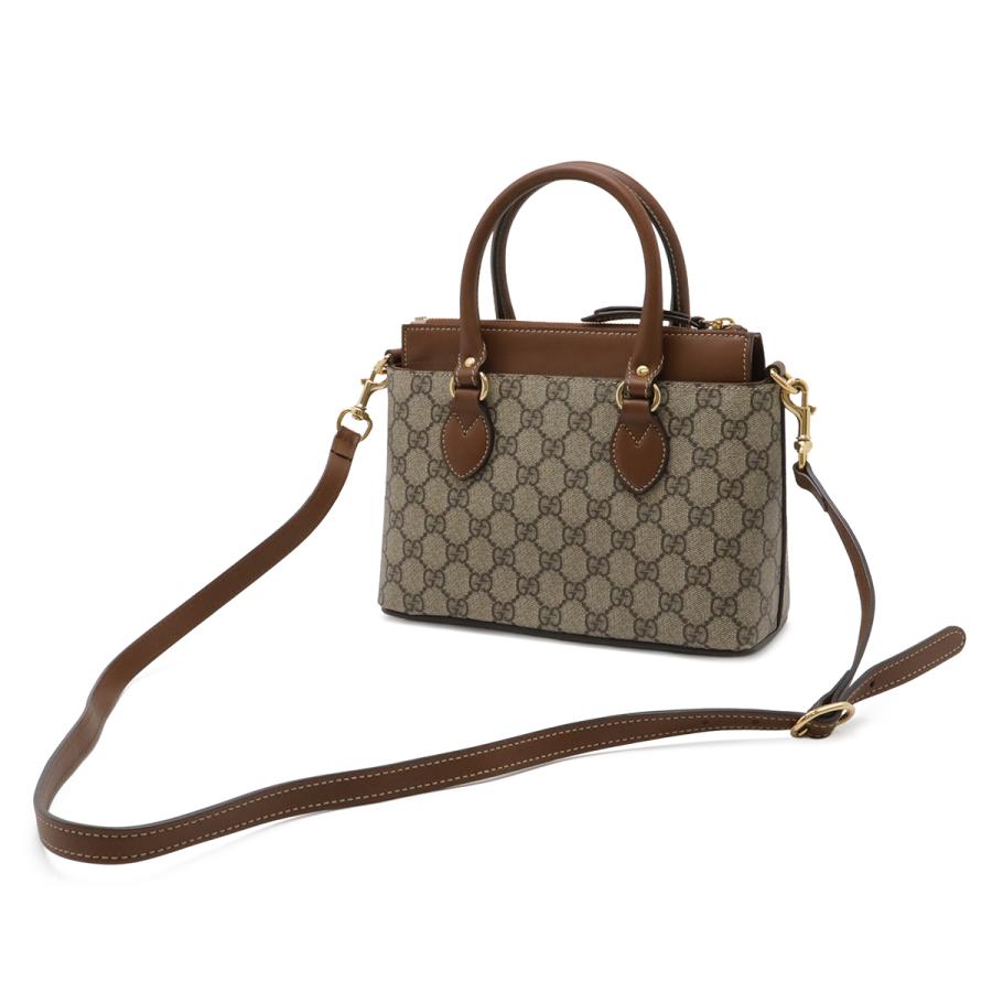 GUCCI グッチ GGスプリーム ハンドバッグ ミニバッグ 2WAY ショルダーバッグ 斜め掛け PVC レザー ベージュ ブラウン 茶 ゴールド金具 | GUCCI | 01