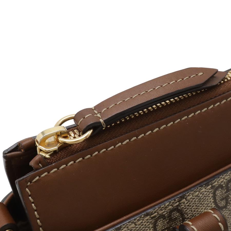 GUCCI グッチ GGスプリーム ハンドバッグ ミニバッグ 2WAY ショルダーバッグ 斜め掛け PVC レザー ベージュ ブラウン 茶 ゴールド金具 | GUCCI | 03
