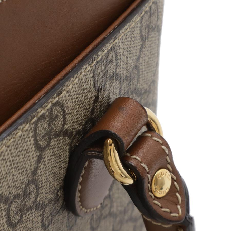 GUCCI グッチ GGスプリーム ハンドバッグ ミニバッグ 2WAY ショルダーバッグ 斜め掛け PVC レザー ベージュ ブラウン 茶 ゴールド金具 | GUCCI | 05