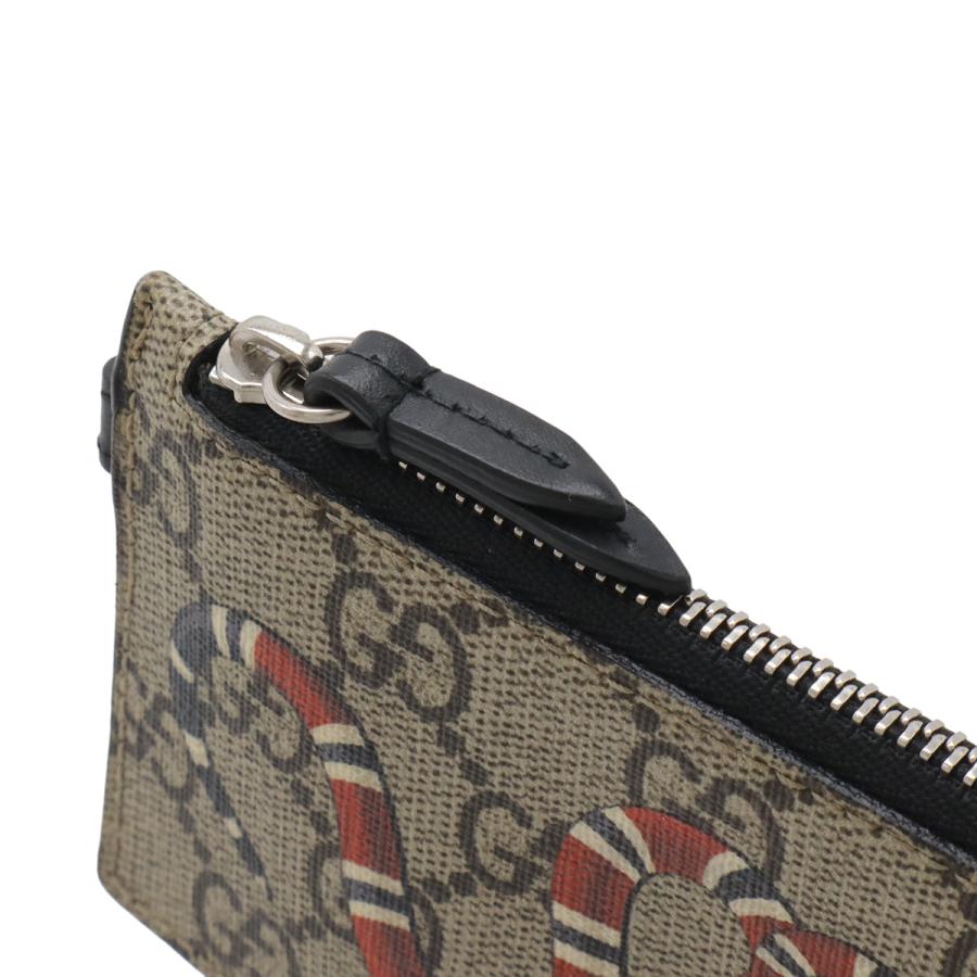 GUCCI グッチ GGスプリーム キングスネーク 蛇 コインケース 小銭入れ カードホルダー ネックストラップ PVC レザー ベージュ レッド | GUCCI | 02