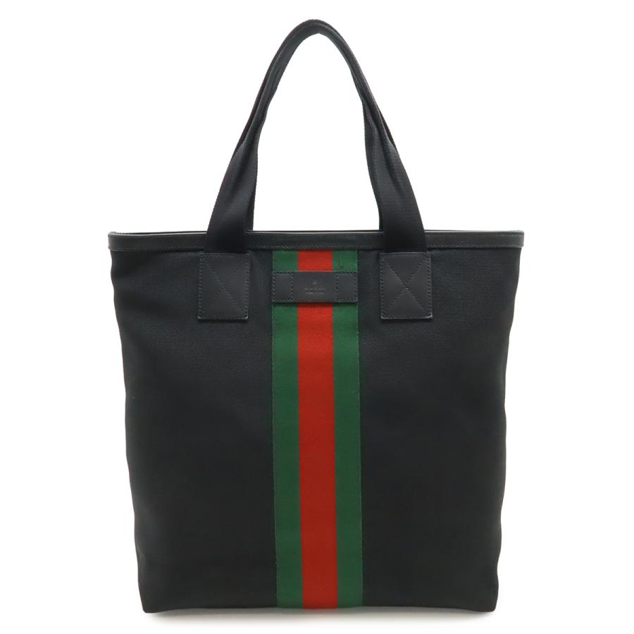 GUCCI グッチ ウェブストライプ シェリーライン トートバッグ ラージトート ショルダーバッグ ナイロン レザー ブラック 黒 | GUCCI