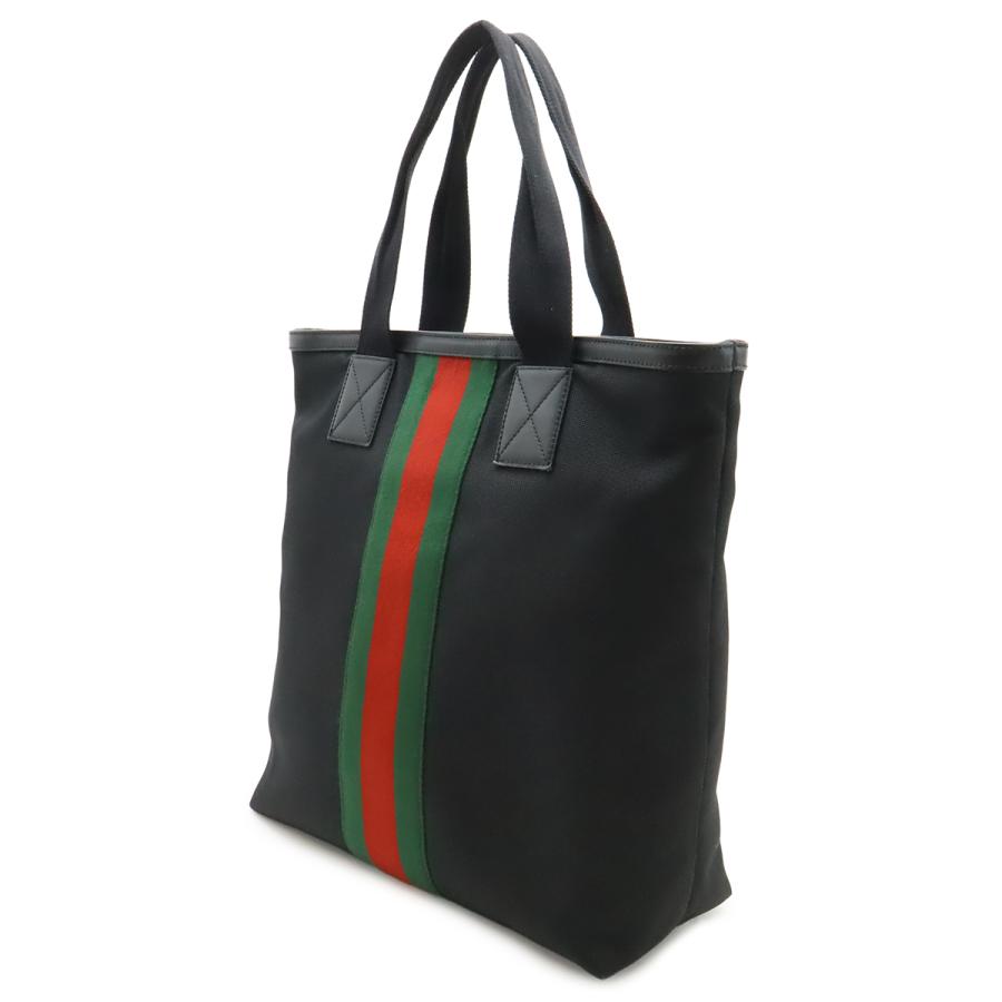 GUCCI グッチ ウェブストライプ シェリーライン トートバッグ ラージトート ショルダーバッグ ナイロン レザー ブラック 黒 | GUCCI | 01