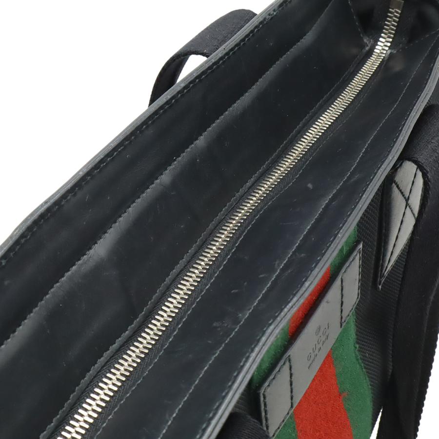 GUCCI グッチ ウェブストライプ シェリーライン トートバッグ ラージトート ショルダーバッグ ナイロン レザー ブラック 黒 | GUCCI | 05