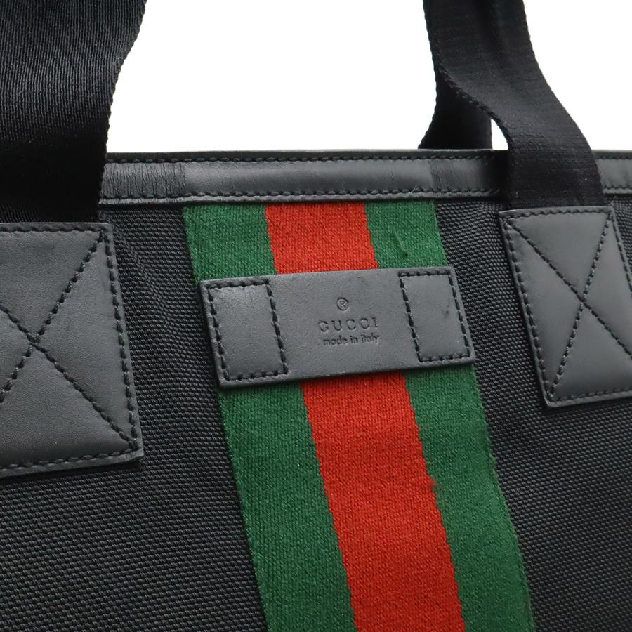 GUCCI グッチ ウェブストライプ シェリーライン トートバッグ ラージトート ショルダーバッグ ナイロン レザー ブラック 黒 | GUCCI | 08